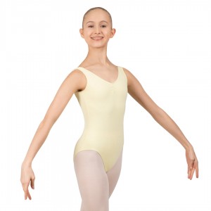 Bloch Gathered Front With Low Back Leotarder Barn Citron | YSEGT98492