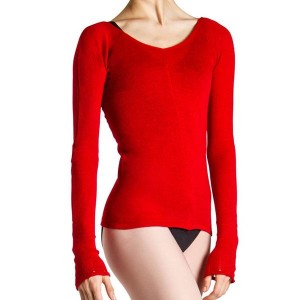 Bloch Kara Long Sleeve Stickat Dam Röda | FSEUI59815