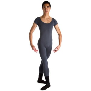 Bloch Matt Scoop Neck Cap Sleeve Unitards Herr Graphite | SEJBT78556