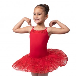 Bloch Perlaida' Sequin Overlay Tutu Leotarder Barn Röda | LSETR39818