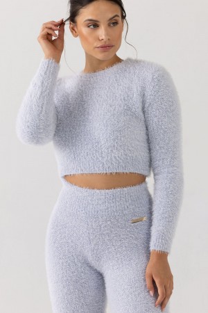 Bloch Popcorn Stitch Long Sleeve Stickat Dam Sky | QSEWA18734