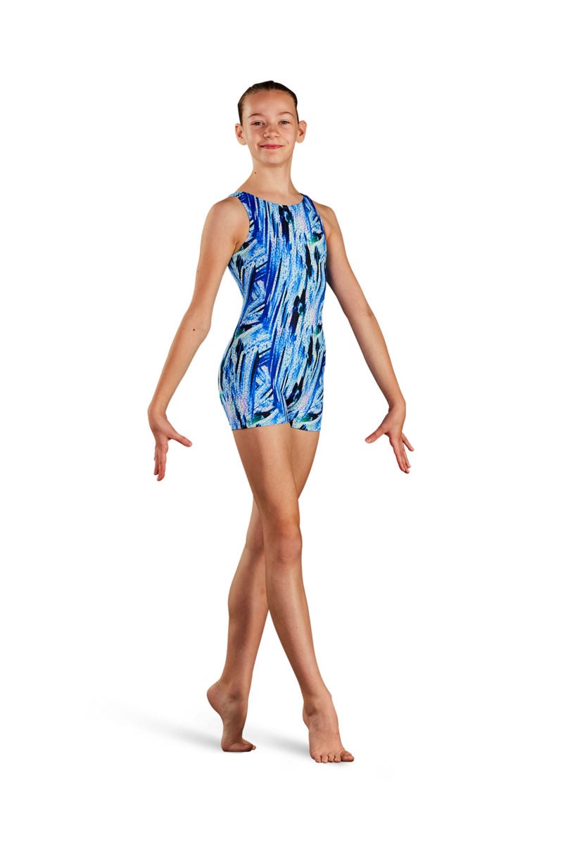 Bloch Electric Blues Printed Unitards Barn Electric Blues | SEDYB67996