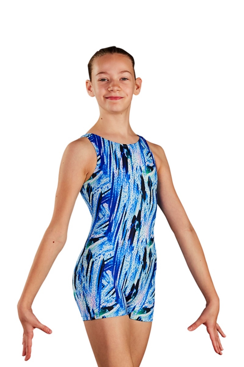 Bloch Electric Blues Printed Unitards Barn Electric Blues | SEDYB67996