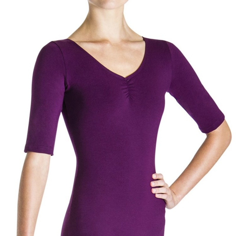 Bloch Euna ¾ Sleeve Unitards Dam Plum | YSEVQ98090