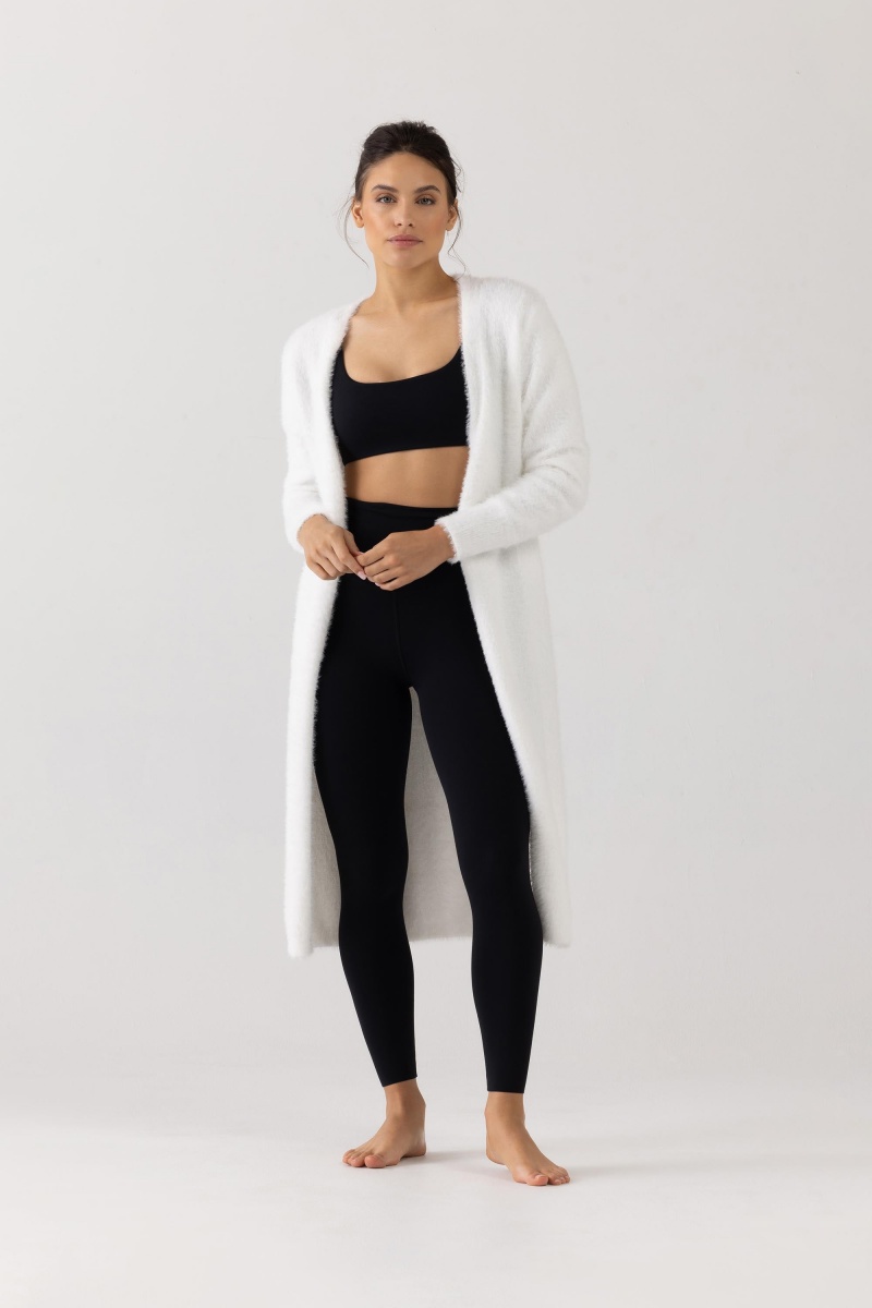 Bloch Eyelash Longline Cardigan Stickat Dam Grädde | YSEGT76918