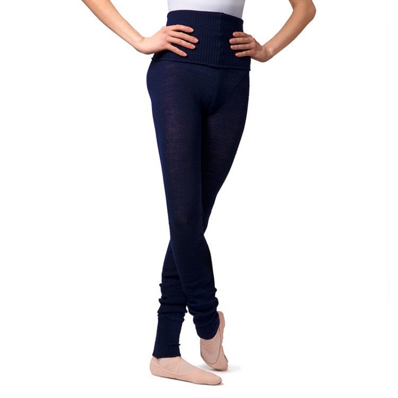 Bloch Full Length Roll Midja Womens Warmup Pant Stickat Dam Marinblå | TSEPQ84971