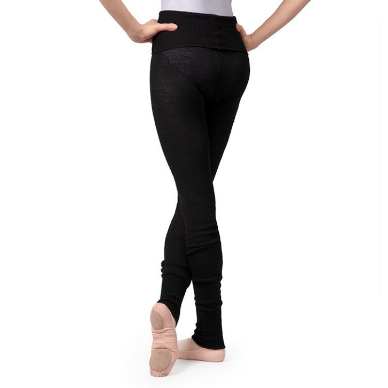 Bloch Full Length Roll Midja Womens Warmup Pant Stickat Dam Svarta | YSEVQ87423