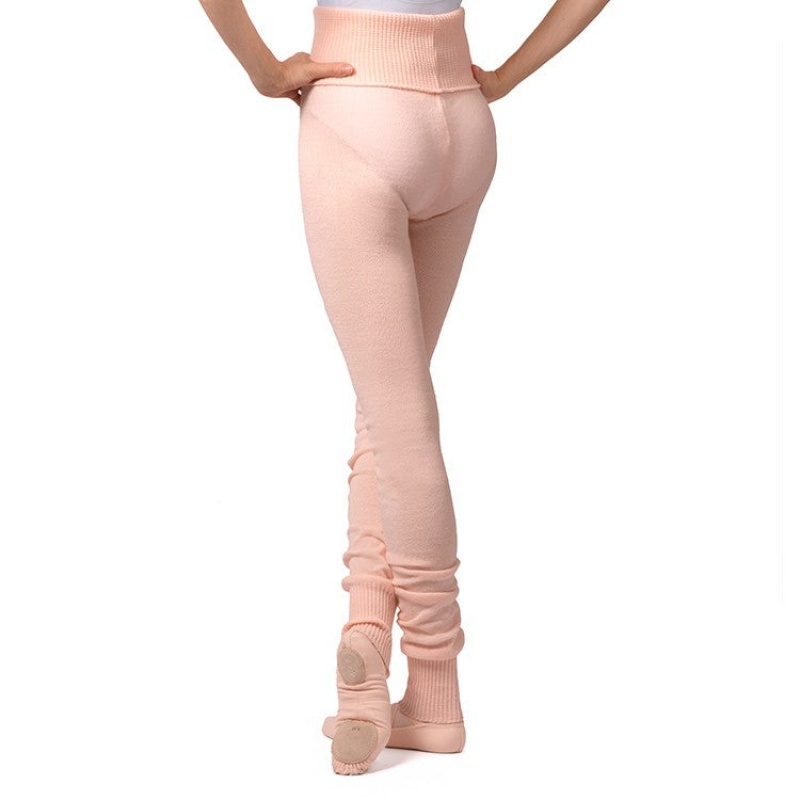 Bloch Full Length Roll Midja Womens Warmup Pant Stickat Dam Rosa | YSEVQ42374