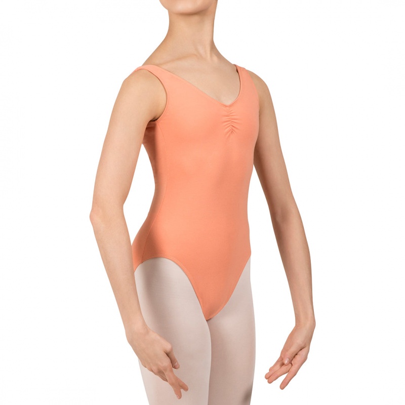 Bloch Gathered Front With Low Back Leotarder Barn Guava | GSEEC40447