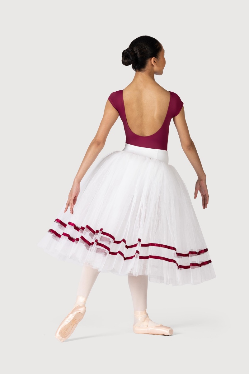 Bloch Giselle Ribbon Romantic ½ Tutu Kjolar Dam White/Burgundy | XSEGW98297