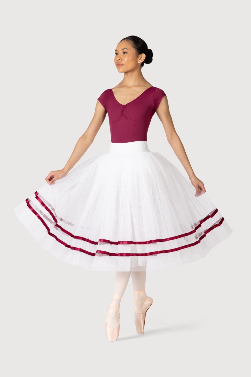 Bloch Giselle Ribbon Romantic ½ Tutu Kjolar Dam White/Burgundy | XSEGW98297