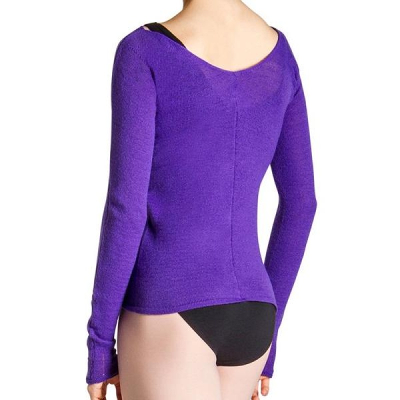 Bloch Kara Long Sleeve Stickat Dam Lila | LSESX25754