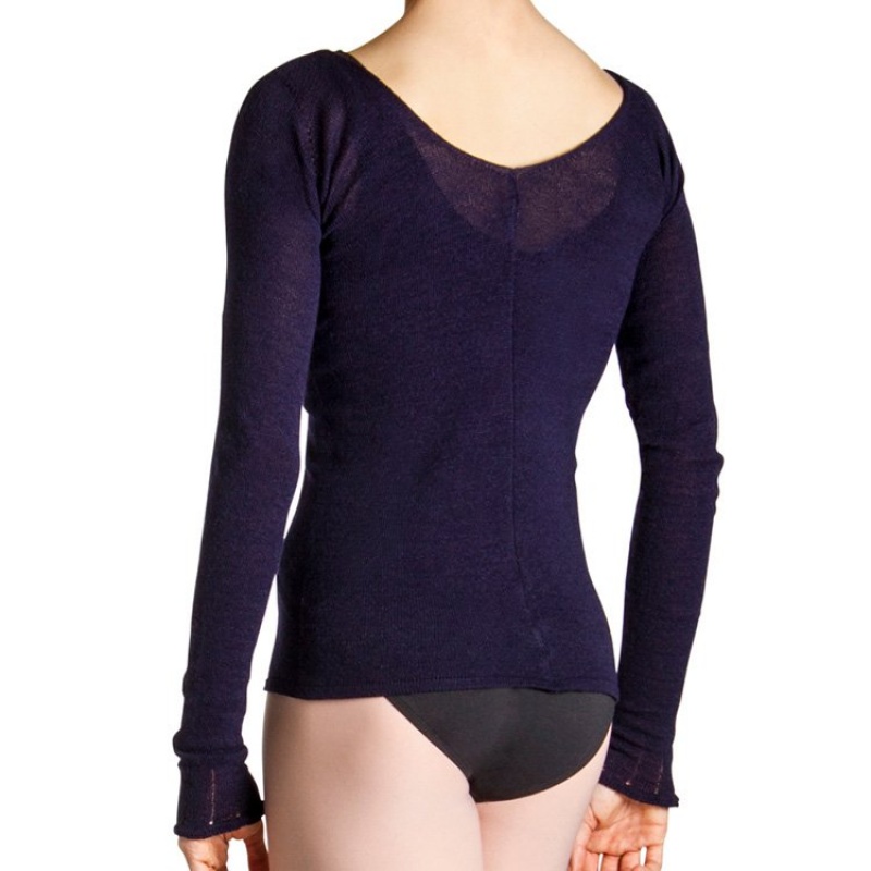 Bloch Kara Long Sleeve Stickat Dam Marinblå | USEND17816