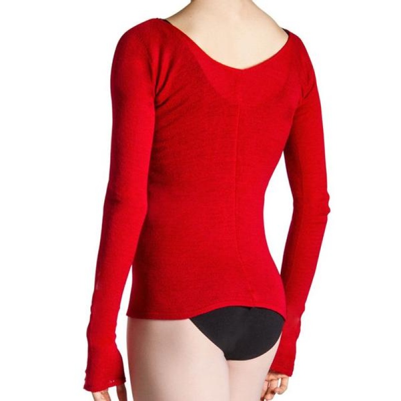 Bloch Kara Long Sleeve Stickat Dam Röda | FSEUI59815