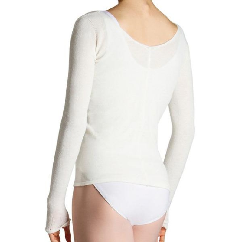 Bloch Kara Long Sleeve Stickat Dam Vita | MSEFT78567