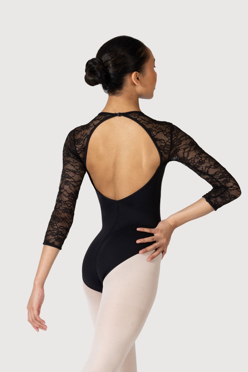 Bloch Kate 3/4 Sleeve Spets Leotarder Dam Svarta | QSEUV84144