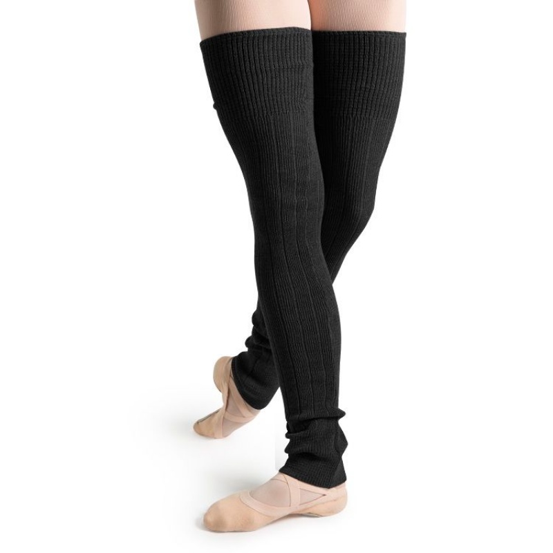 Bloch Long Räfflad Legwarmers Stickat Dam Svarta | SEJBT99943