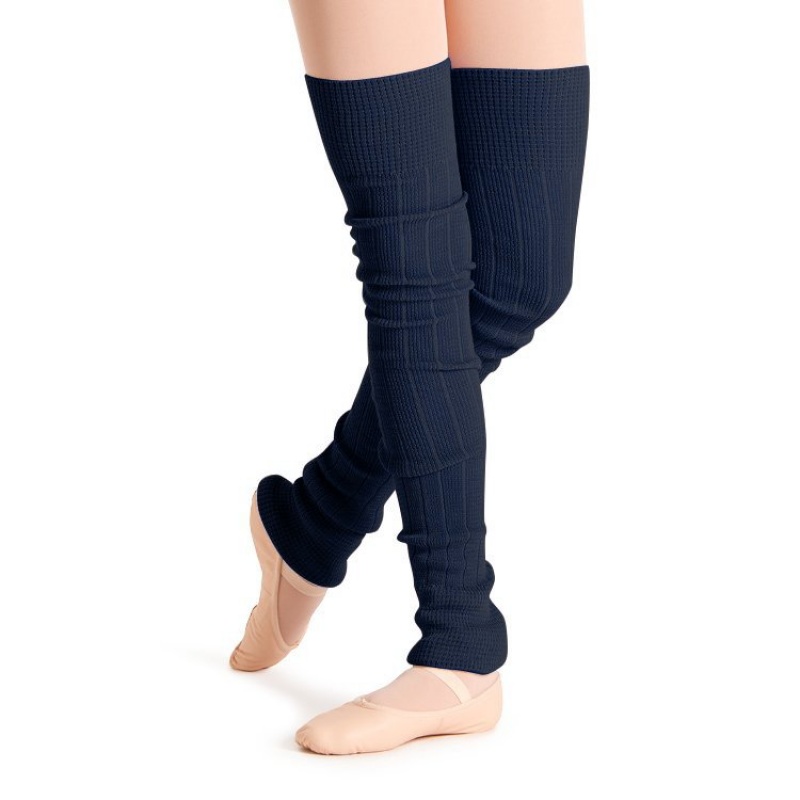 Bloch Long Räfflad Legwarmers Stickat Dam Marinblå | SSEVO98663