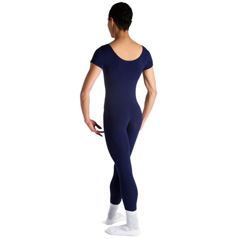 Bloch Matt Scoop Neck Cap Sleeve Unitards Herr Marinblå | USEND15206