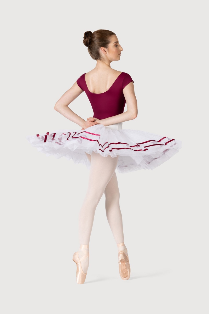 Bloch Nadia Ribbon ½ Tutu Kjolar Dam White/Burgundy | MSEHR75711