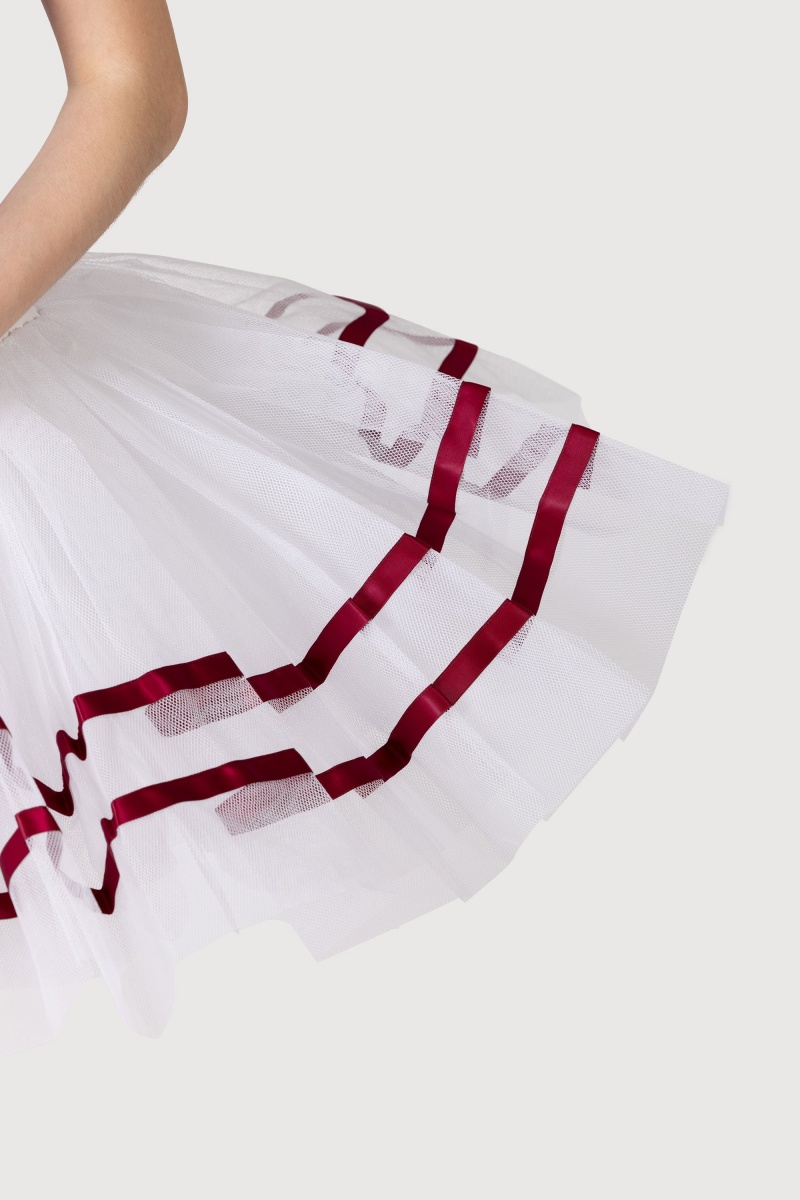 Bloch Nadia Ribbon ½ Tutu Kjolar Dam White/Burgundy | MSEHR75711