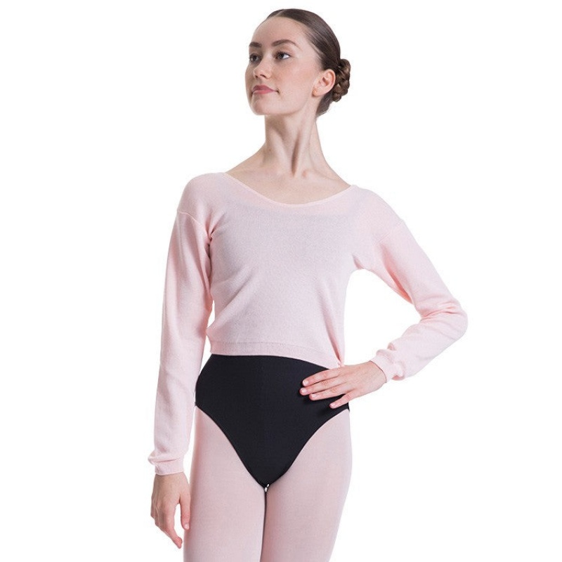 Bloch Overt Cropped Long Sleeve Womens Tröja Stickat Dam Rosa | SEQAV27221