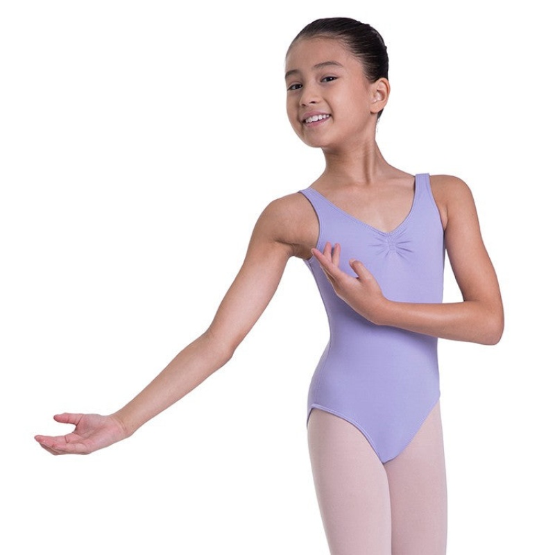 Bloch Overture Odetta Ärmlös Pleat Leotarder Barn Lilac | GSEUC46739