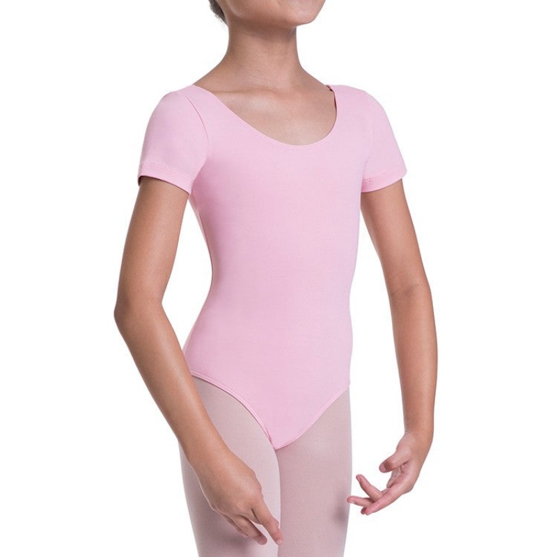 Bloch Overture Olisia Korta Sleeve Leotarder Barn Rosa | ESEHC38088