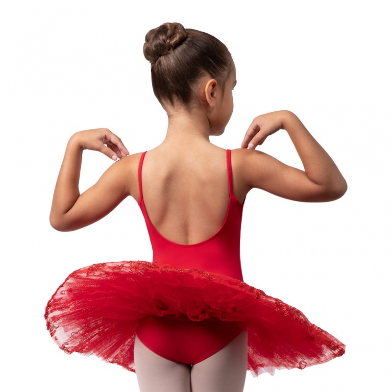 Bloch Perlaida' Sequin Overlay Tutu Leotarder Barn Röda | LSETR39818