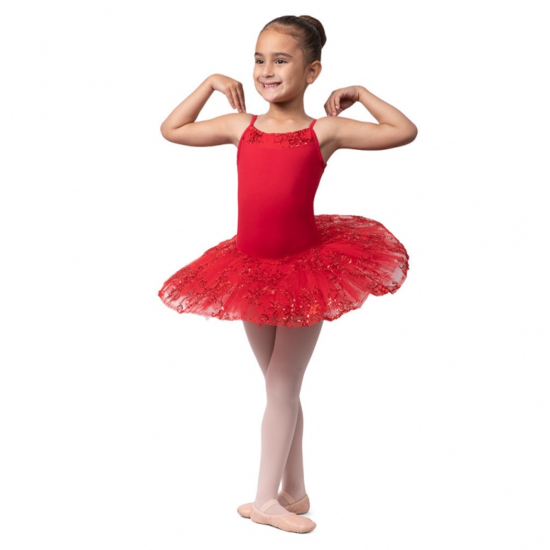 Bloch Perlaida' Sequin Overlay Tutu Leotarder Barn Röda | LSETR39818