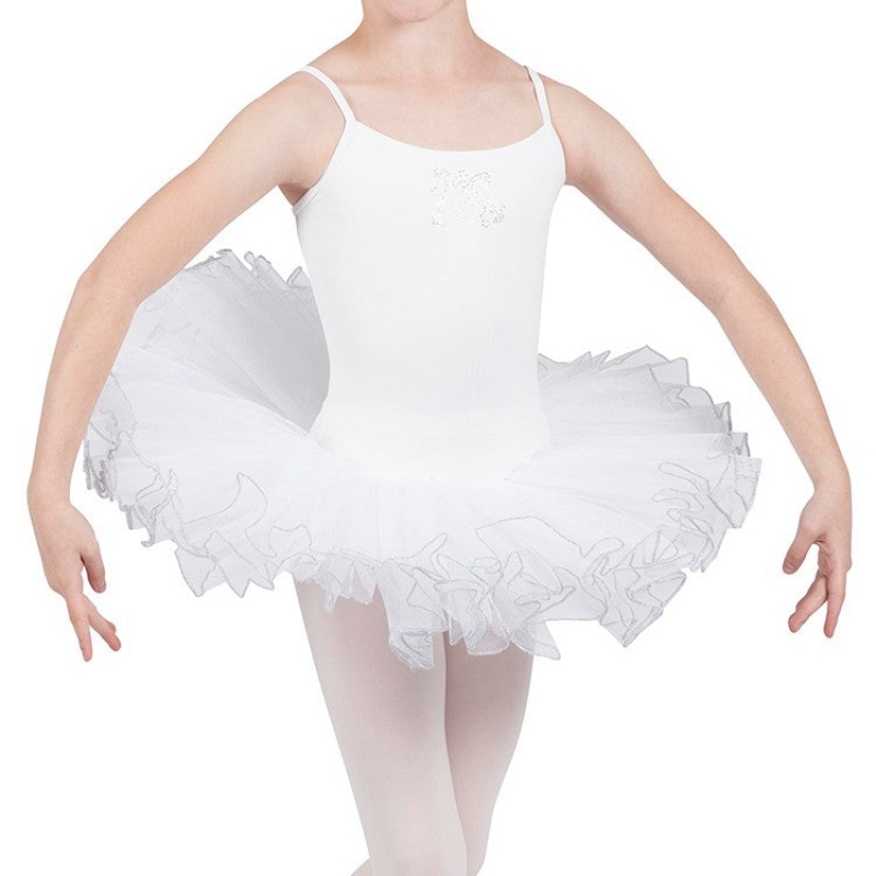 Bloch Silvana Diamante Tutu Leotarder Barn Vita | USEND96024