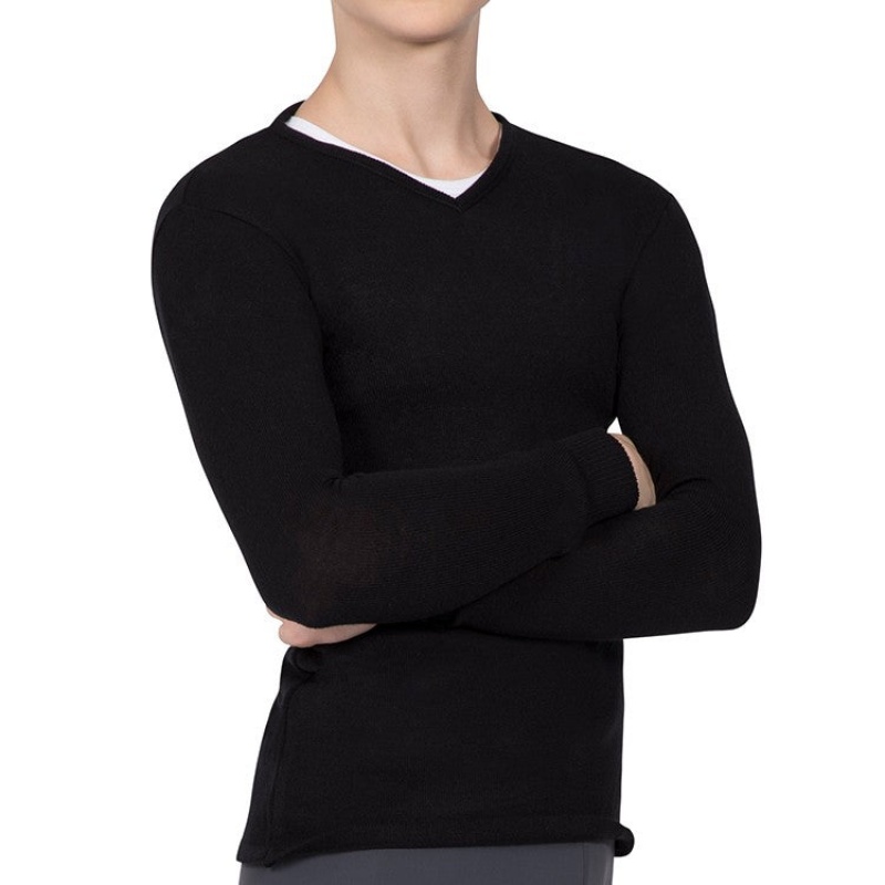 Bloch Vancouver V Neck Long Sleeve Stickad Blast Herr Svarta | ASEWC73494