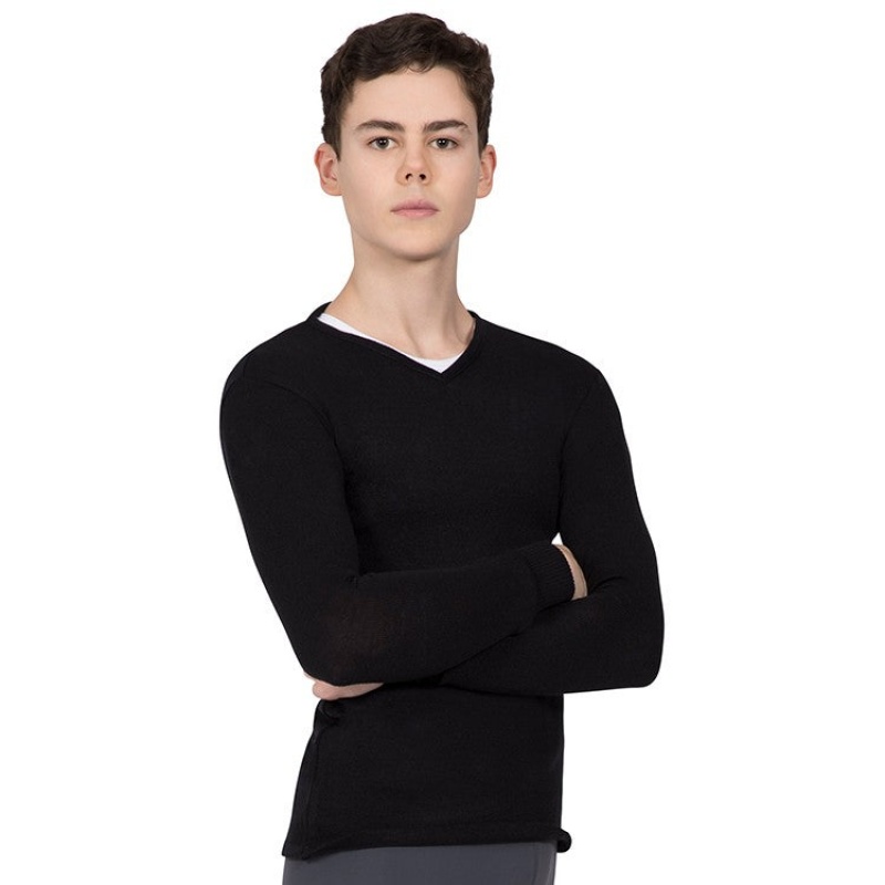 Bloch Vancouver V Neck Long Sleeve Stickad Blast Herr Svarta | ASEWC73494